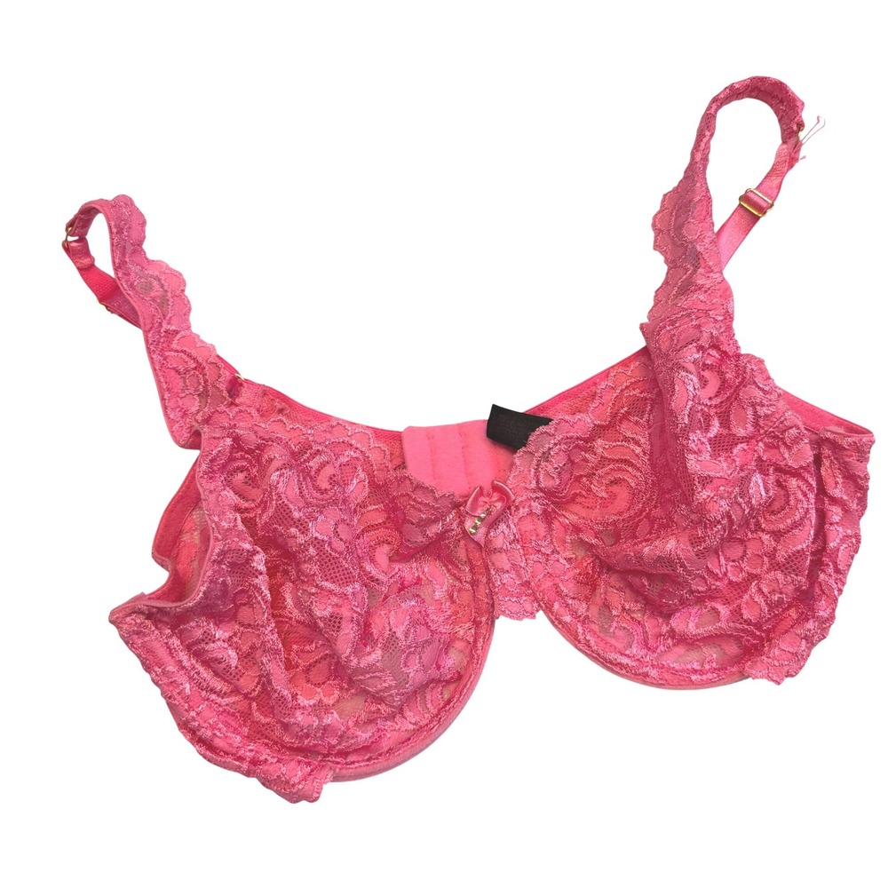 Smart & Sexy Hot Pink Floral Lace Unlined Underwire Bra 36C SA895